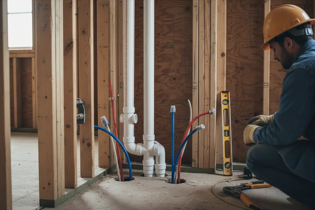 Drain and supply rough-in during Drain Cleaning in Panora