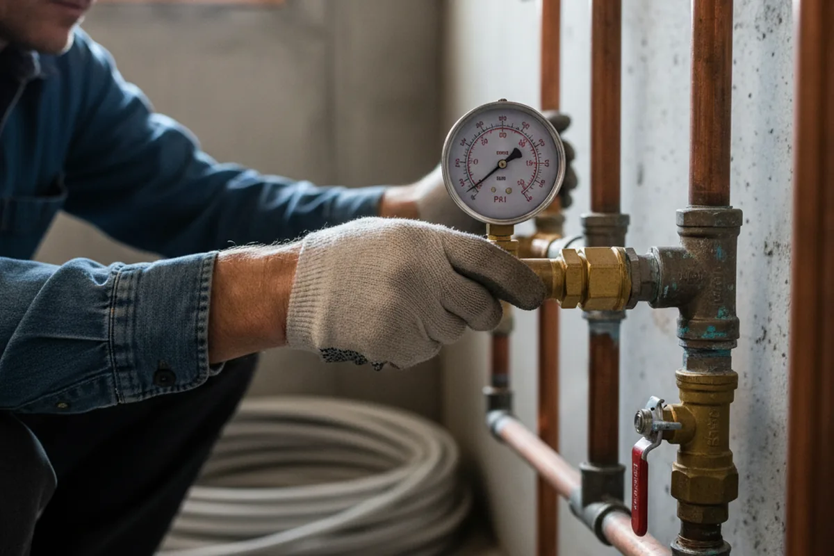 Pressure testing a repaired line during Water Line Repair in Panora
